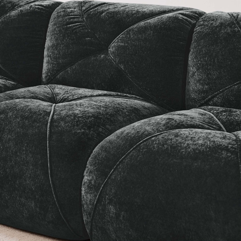 L-shaped Soft Velvet Fabric,Tufted Design,32D High Density Sponge Bottom,Ergonomic Design Bottom,Anti-Slip Design,Free Combination,No Assembly Required,Movable Ottoman For Living Rooms