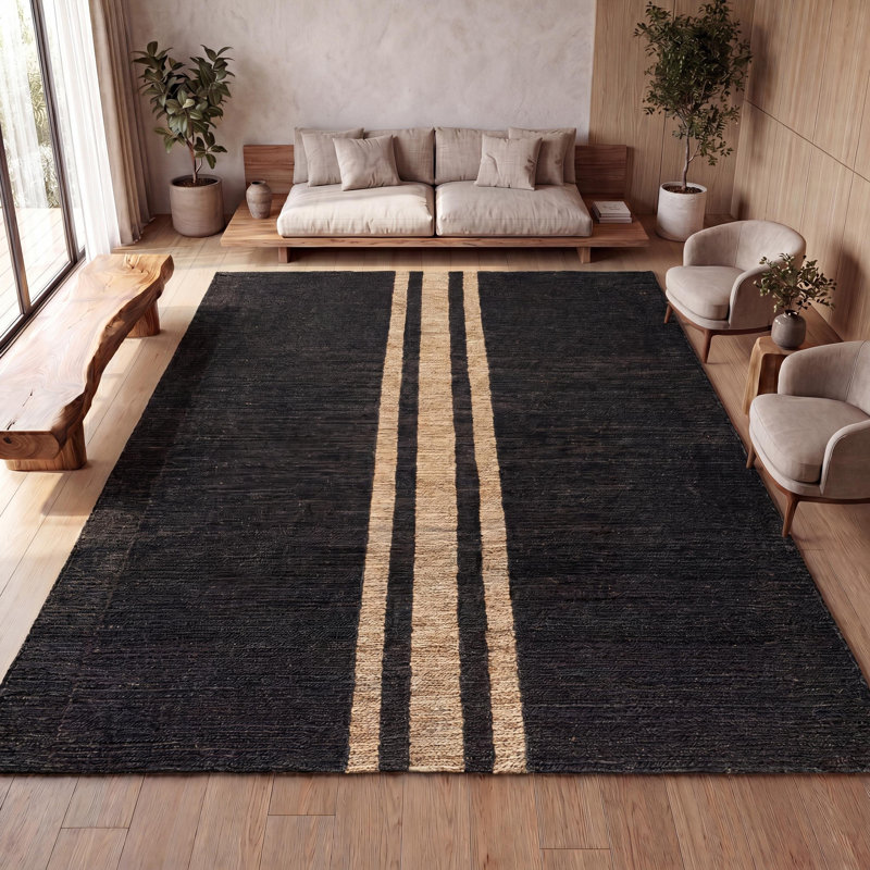 Tapis noir / naturel Amandus Rustic Farmhouse, Rectangle de 5 pi x 8 pi