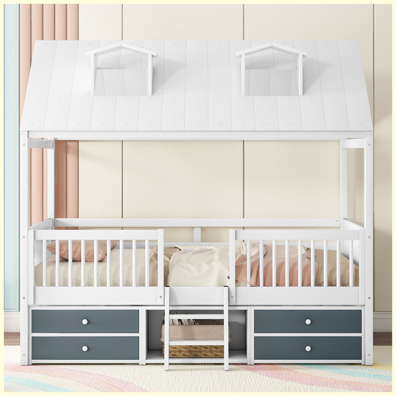 Structure de lit Modern, Blanc, Double