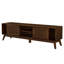 Meuble télé 67,9 po noyer en rotin de style Mid-Century avec pieds en bois massif, pour téléviseur de 75 po ou moins-129861771