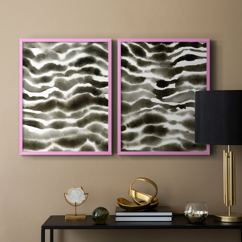 Jungle Stripe I-Premium Framed Print -Ready to Hang - No Nails Required - No Nails Required, 11" H x 18" W, Pink