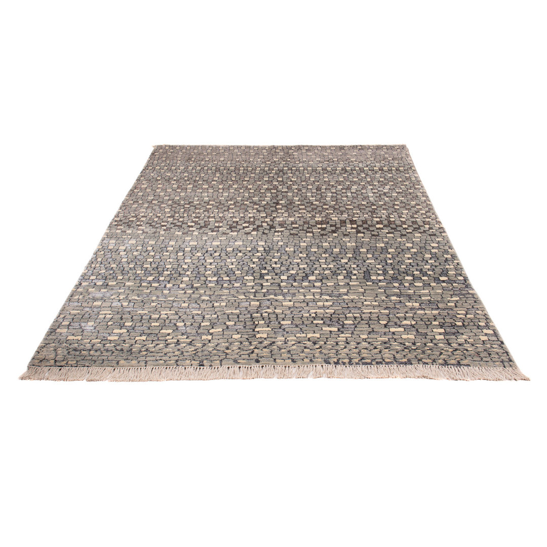 Handgewebter Woll-Vorleger Andreana in Grau/Beige