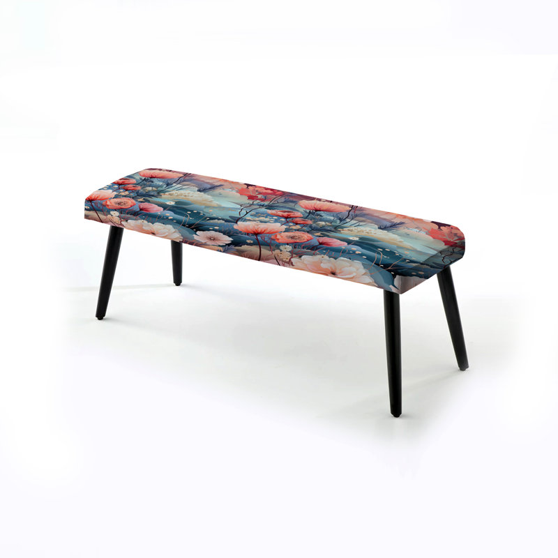 Pêche et bleu sarcelle fleurs sous l'eau - Banc rembourré floral noir