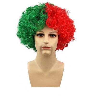 Kbndieu Flag Color Wig Fan Gathering Supplies Headpiece Carnival Holiday Props