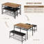 Ensemble de table de salle à manger pour 4 personnes, ensemble de table de cuisine avec banc rembourré et 2 tabourets carrés, structure en métal avec tablettes de rangement, peu encombrant pour les appartements, salle à manger, petits espaces-29414756-29414763-29414765