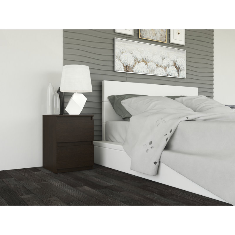 Delancey 30cm W Manufactured Wood Bedside Table, Wenge