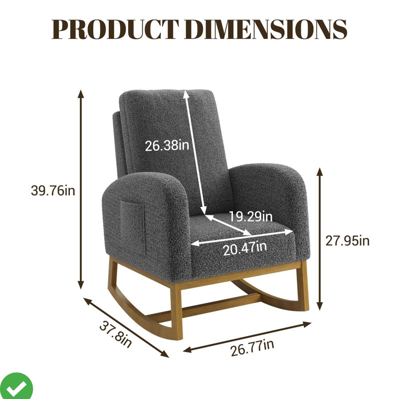 Chaise berçante à haut dossier, Gris foncé