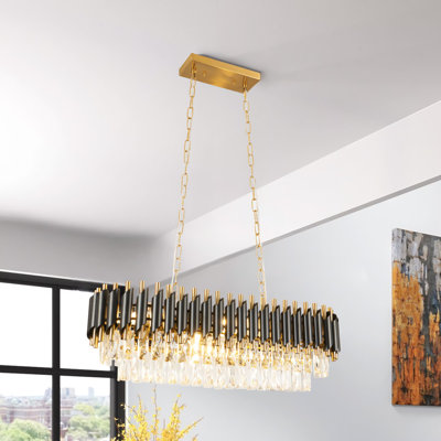 8-light Head Triple Long Crystal Modern Style Chandelier - Length Adjustable/wall Control/e14