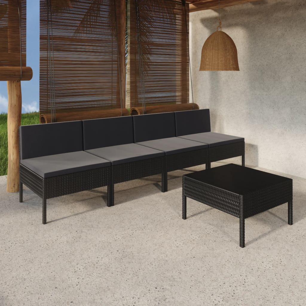 4-Sitzer Lounge-Set Jeslynn aus Polyrattan mit Polster