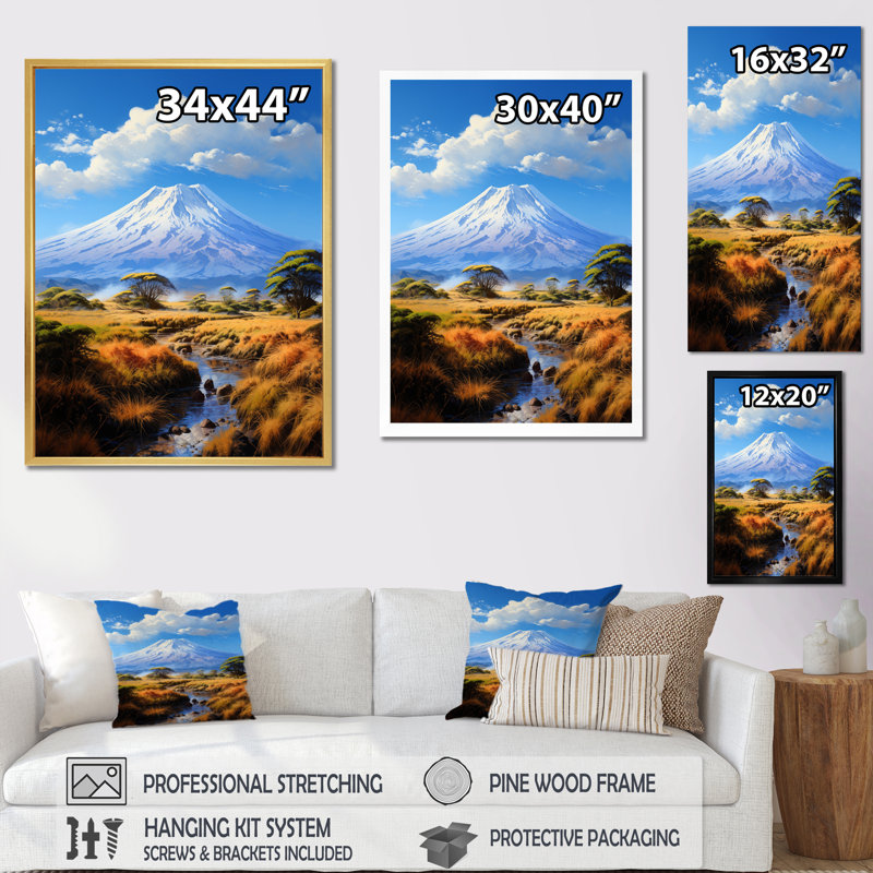 «Audrieanna African Kilimanjaro Heights», reproduction sur toile, H 20 po x l 12 po x P 1 po, Cadre photo doré simple