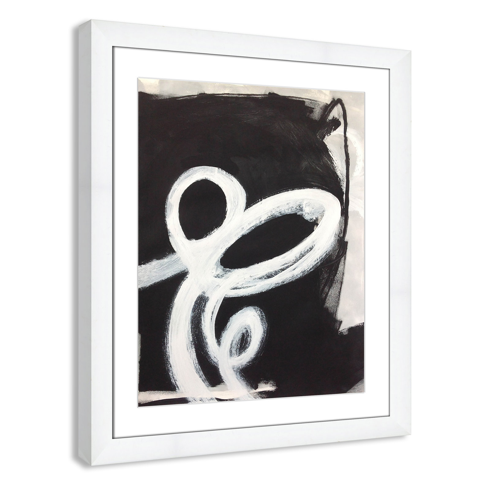 Bronte "Swirly Swirls II" Print, 27" H x 23" W x 1.25" D, White Cube Frame Matted