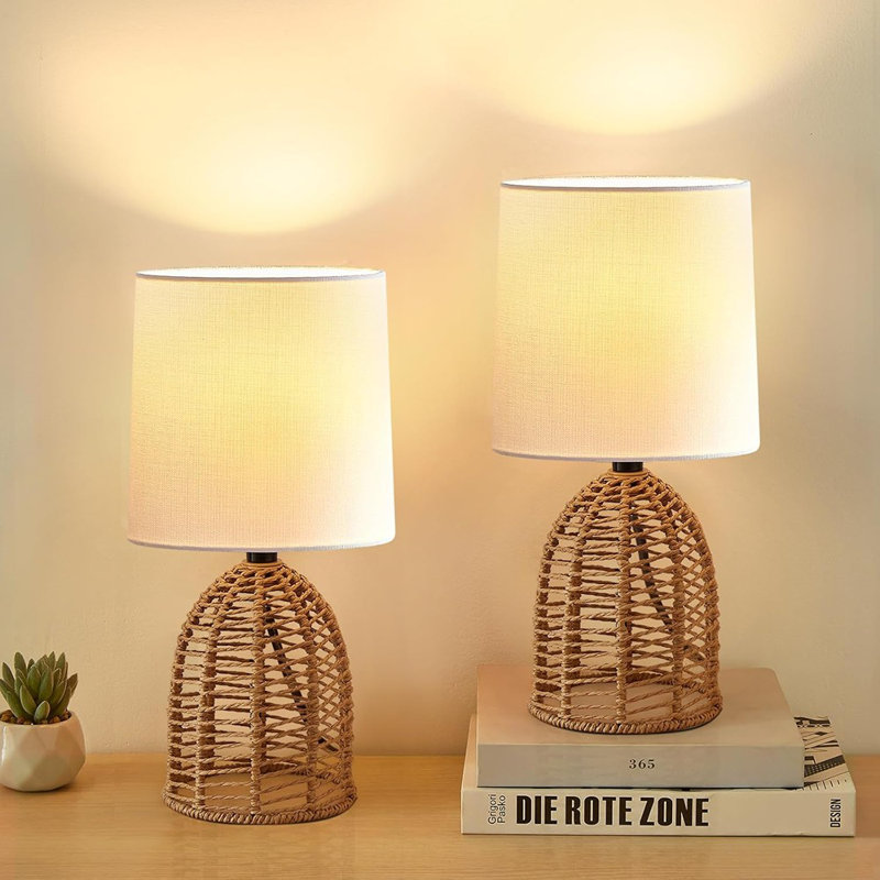 Ensemble de lampes en rotin de style bohème de 2 à 13,75 po