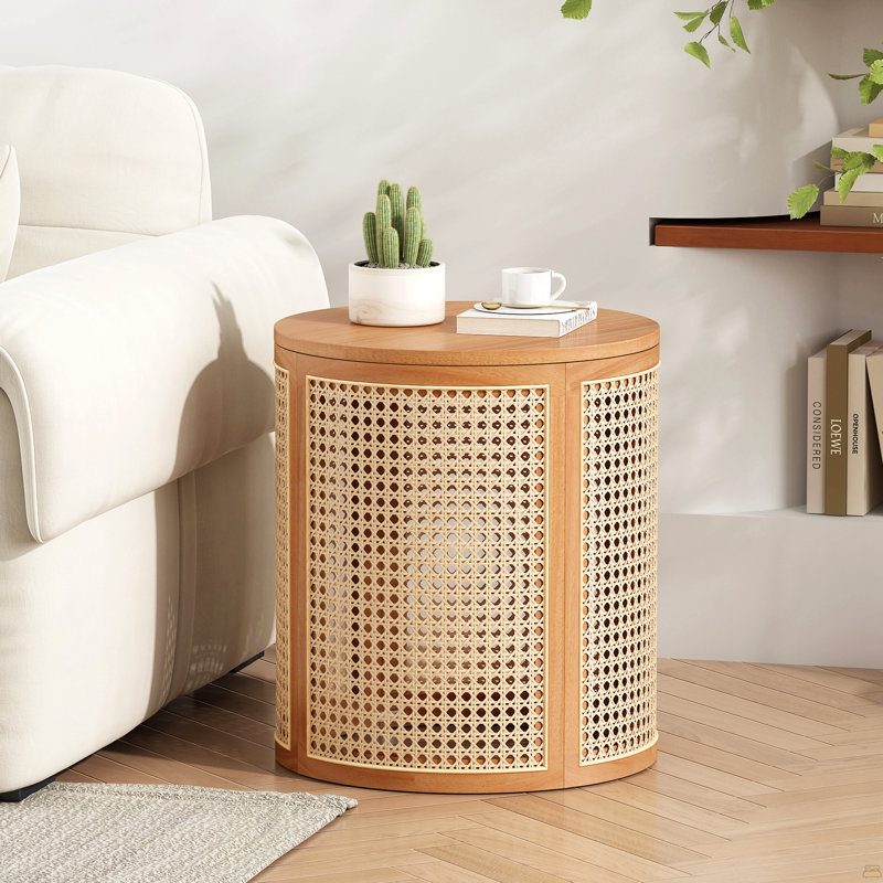 Table d'appoint en caoutchouc et bois massif, Naturel