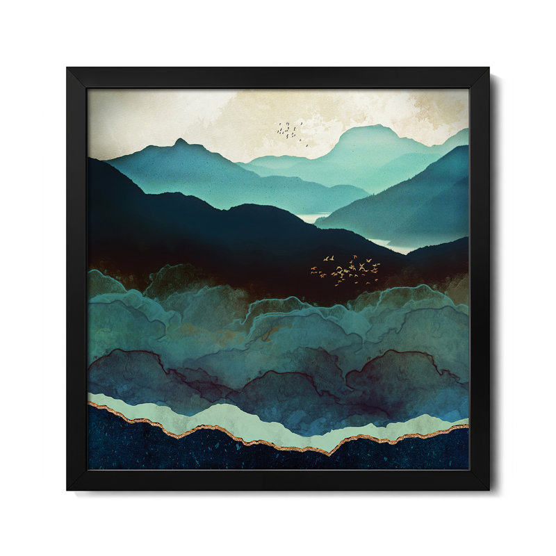 «Indigo Mountains», affiche encadrée de qualité supérieure par Space Space Designs, H 16 po x l 16 po