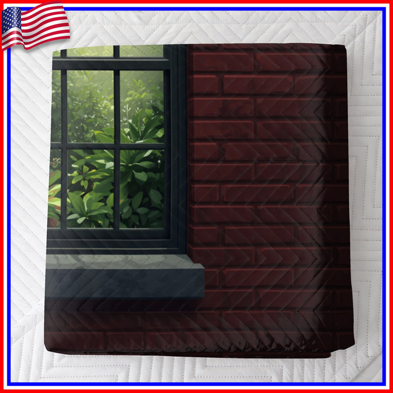 Couvre-lit matelassé pour fenêtre Brick Wall, Lit simple