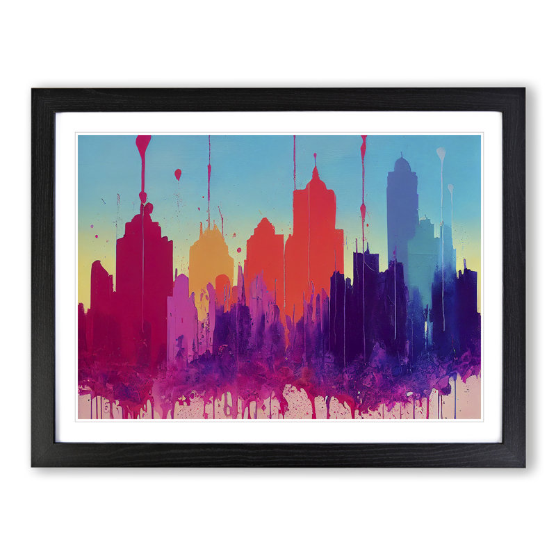 Skyscraper Skyline Vol.8 Abstract - Framed Print, 34cm H x 46cm W x 2cm D, Black
