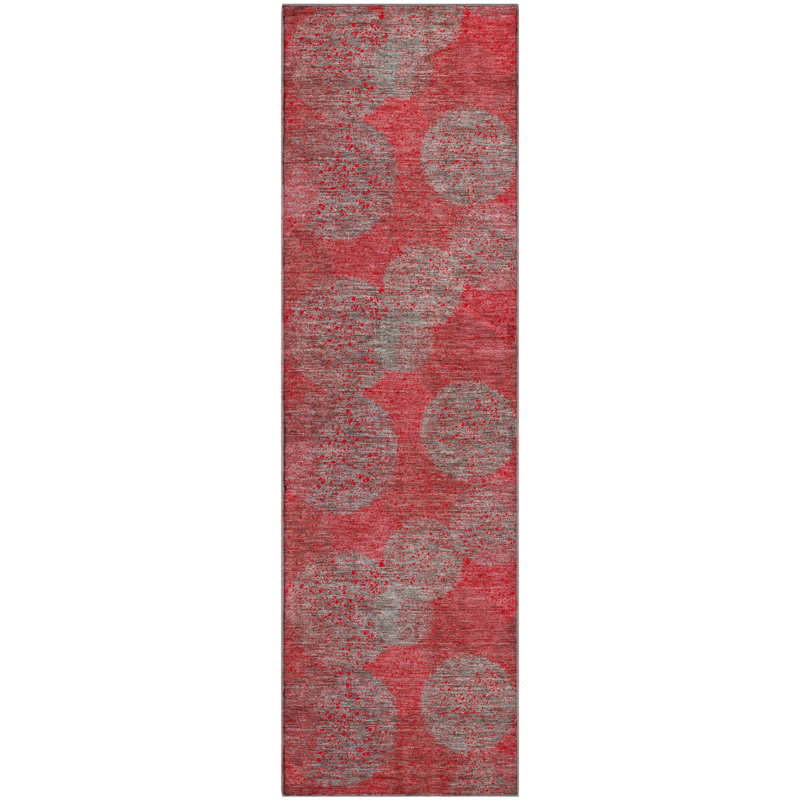Tapis rouge Prisco lavable à la machine de qualité supérieure, Tapis de couloir 2 pi 3 po x 7 pi 6 po