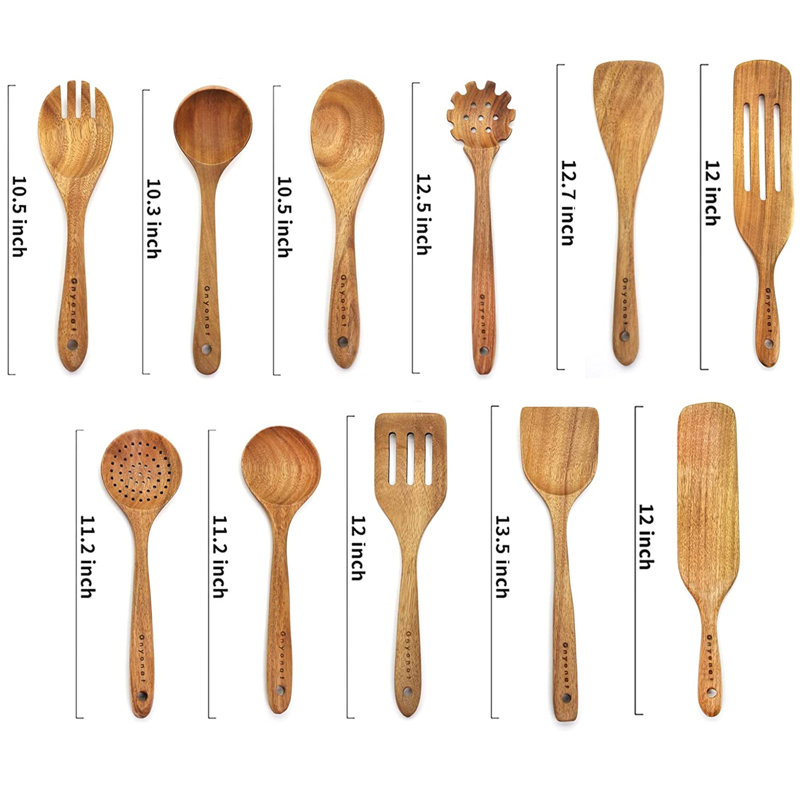 Ensemble de 11 cuillères à cuisson en bois 11 pièces