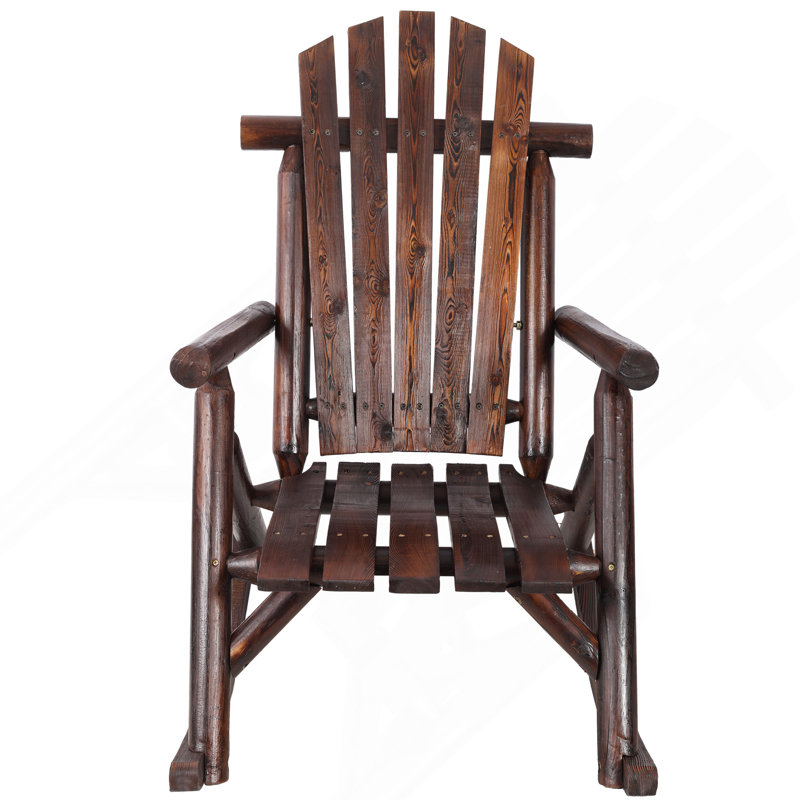Wooden Porch Rocker Chair, Durable Wooden Porch Rocker Chair, Fir log Rocking Chair, Patio Rockers for Outside, Garde.Brown