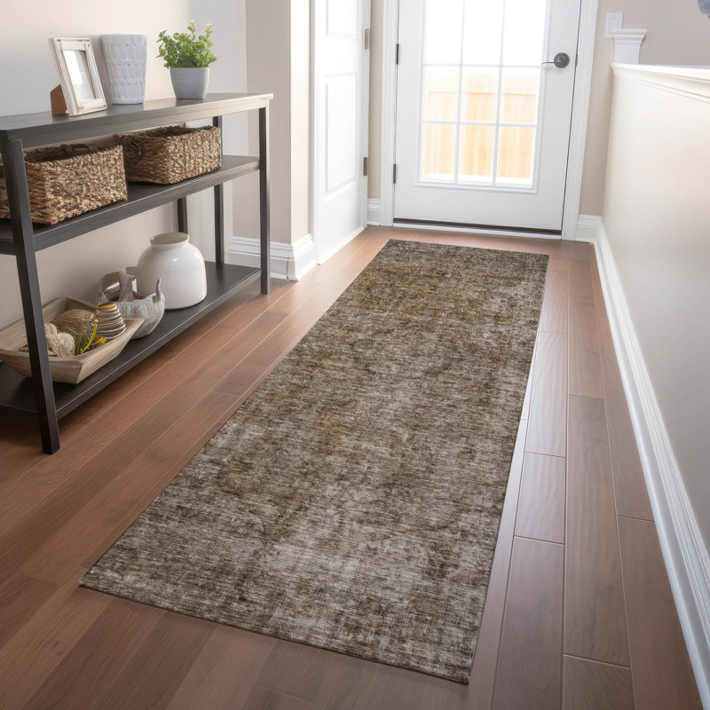 Tapis intérieur / extérieur brun Emberith , 2'3" x 7'6"