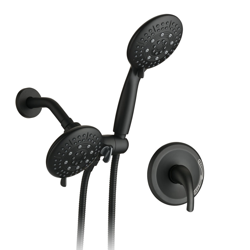 Classic High Pressure Single Handle 6-Spray Patterns Rain shower Head with Handheld Shower (Valve Included), Matte Black