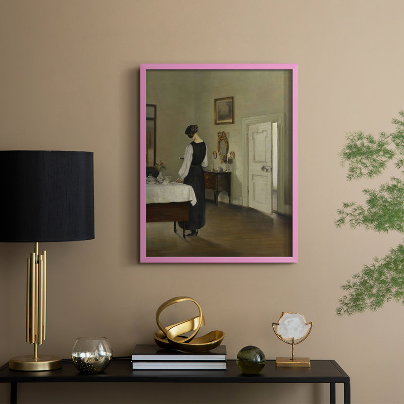 «Vintage Portrait Print CXLII», reproduction encadrée - bois massif, Rose, H 11 po x l 9 po