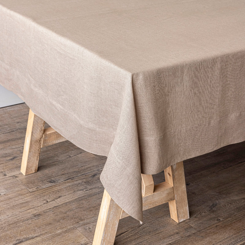 Over&Back 100% Linen Woven Table Cloth, Tan, 70" W x 108" L