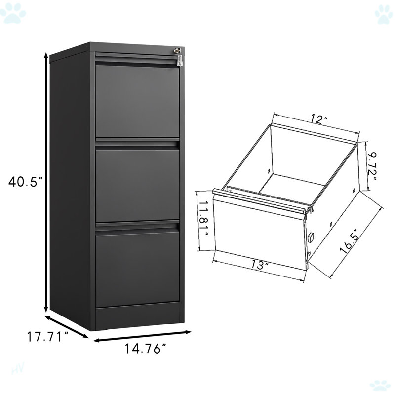 37.4cm Wide 3 -Drawer File Cabinet