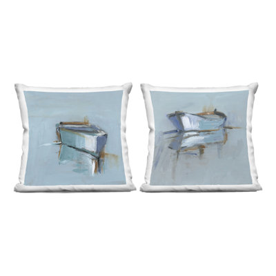 Calm Boat Reflection 2 Piece Decorative Printed Throw Pillow Set design by Ethan Harper