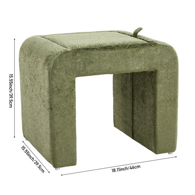 46cm Wide U-Shaped Solid Colour Footstool Ottoman