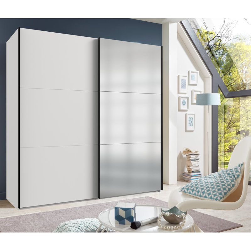 Guardino 2 Door Wardrobe, White, 216cm H x 200cm W x 65cm D
