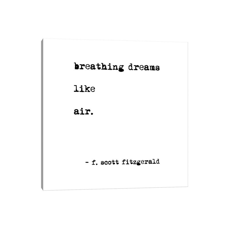 Reproduction d’art textuel, "respiration Dreams" par Scott Fitzgerald Square, Pas de tapis, H 37 po x l 37 po x P 1,5 po