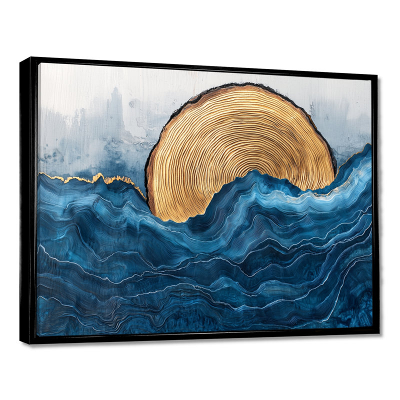 Greagory Safire Lake Into The Pine Forest II - Lake, art mural, H 16 po x l 32 po, Floater Framed, Black