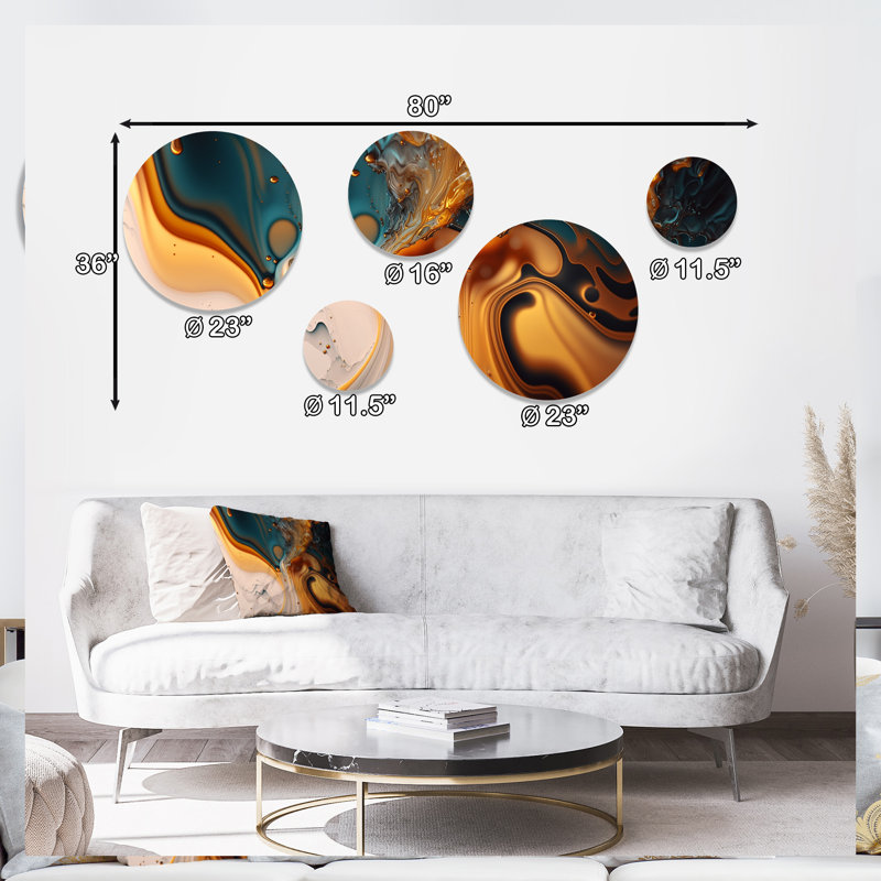 Décoration murale abstraite jaune et verte «Abstractions fluides I»