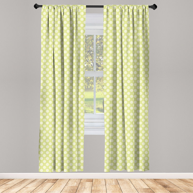 Rideaux à 4 panneaux East Urban Home, en forme de pastel ovale, vert pâle / ivoire, L 56 po x L 84 po