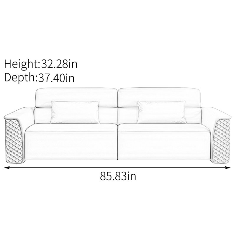 Ison, 32.28" H x 85.83" W x 37.4" D, Leather Match