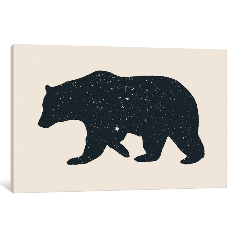 " Bear " by Florent Bodart, 16" H x 24" W x 1" D, Black Framed Fine Art Paper, White