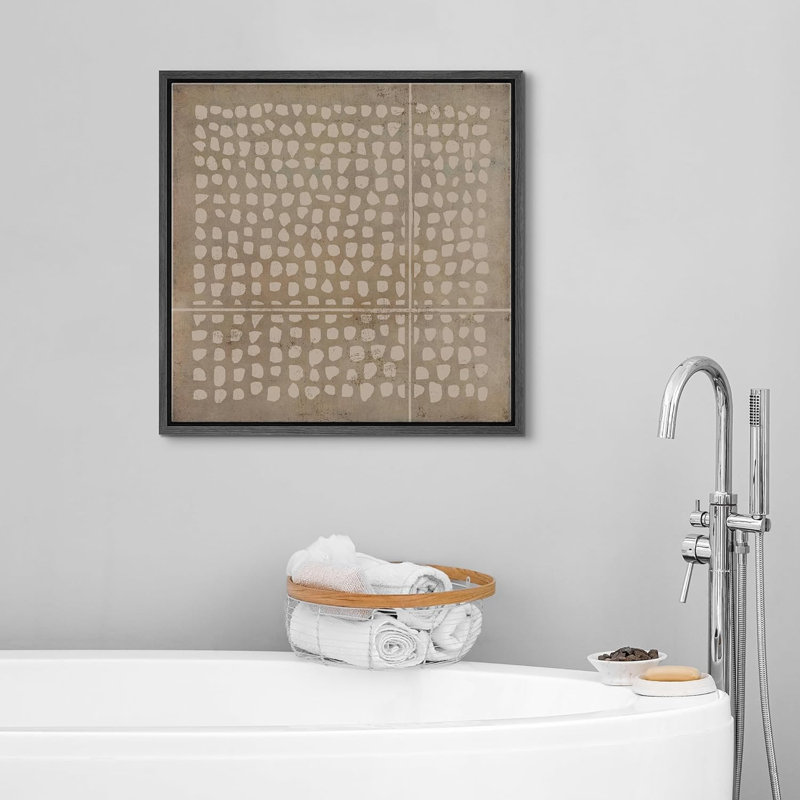 Motif géométrique grunge à pois - impression sur toile flottante, Noir, H 24 po x l 24 po x P 1,5 po