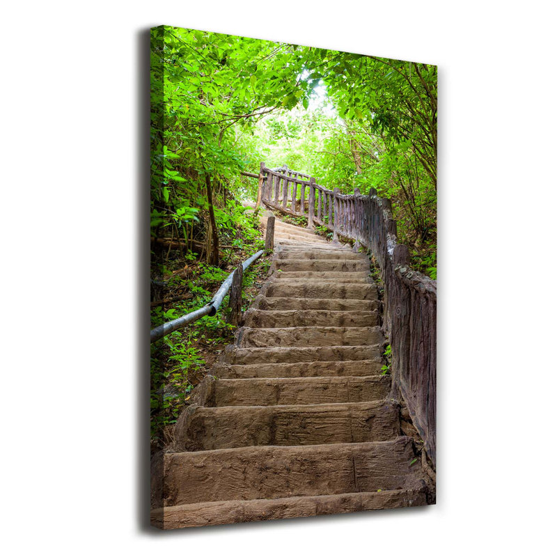 Stairs In The Forest - Wrapped Canvas Print