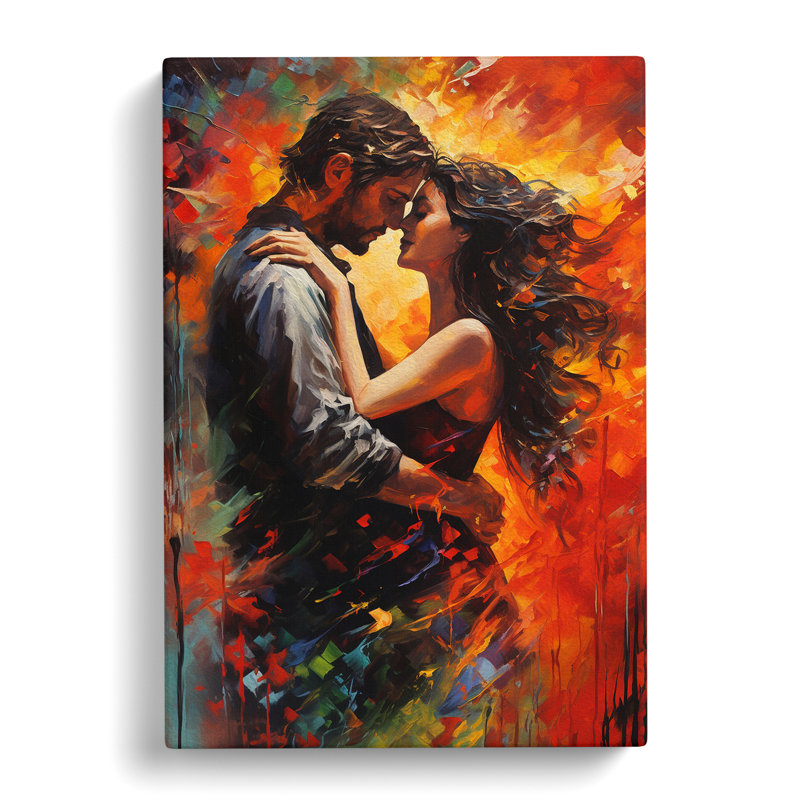 Lovers Action Painting Art - No Frame Print, 76cm H x 50cm W x 3cm D