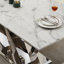 Table de salle à manger en marbre pour 6 personnes, table de salle à manger rectangulaire en faux marbre 70 po avec base en acier inoxydable à finition miroir, table de cuisine moderne en marbre de grande taille (table seulement)-429908656-429908659