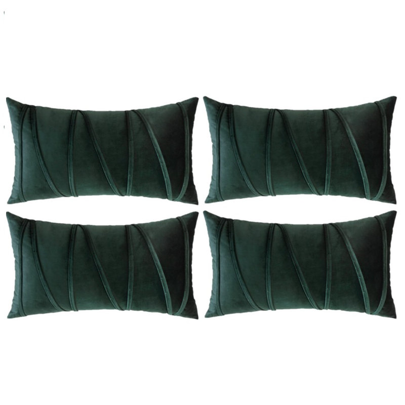 Housses de coussin rectangulaires en velours, Vert foncé