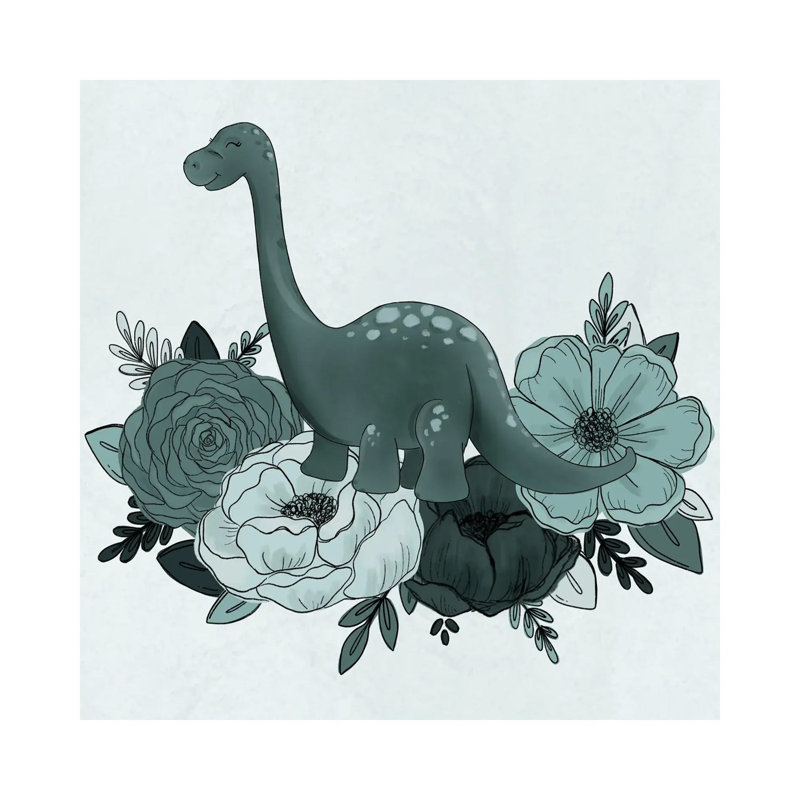 Brontosaurus Florals by Katie Bryant - Wrapped Canvas Gallery-Wrapped Canvas Giclée, 30.48 cm H x 30.48 cm W