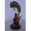 Statue Dorado ou Mahi Mahi avec corail en bronze - Taille: L 5 po x l 10 po x H 19 po