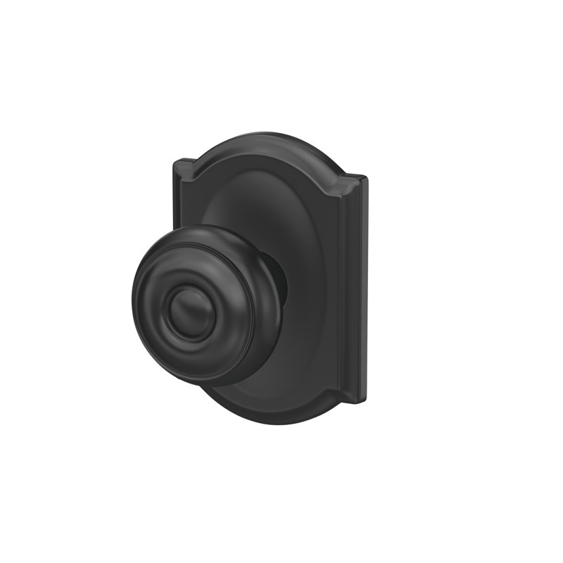 Georgian Hall-Closet and Bed-Bath Knob with Camelot Trim, Matte Black