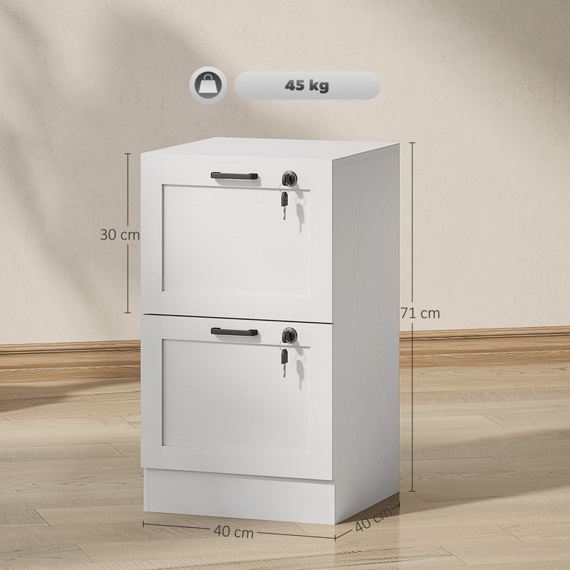 40cm Wide 3 -Drawer File Cabinet, 71cm H x 40cm W x 40cm D, White