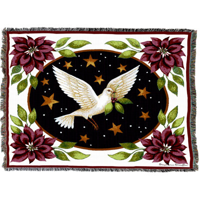  Couverture de Noël colombe et poinsettias