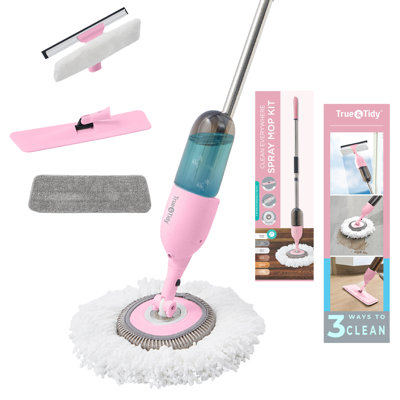 Vadrouille avec 3 têtes interchangeables True & Tidy 360, rose