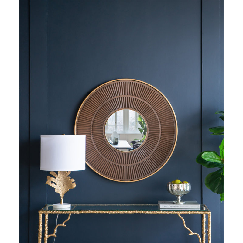 Manufactured Wood Frame Vertical Mirror, 31.5" x 31.5", Brun, Rond