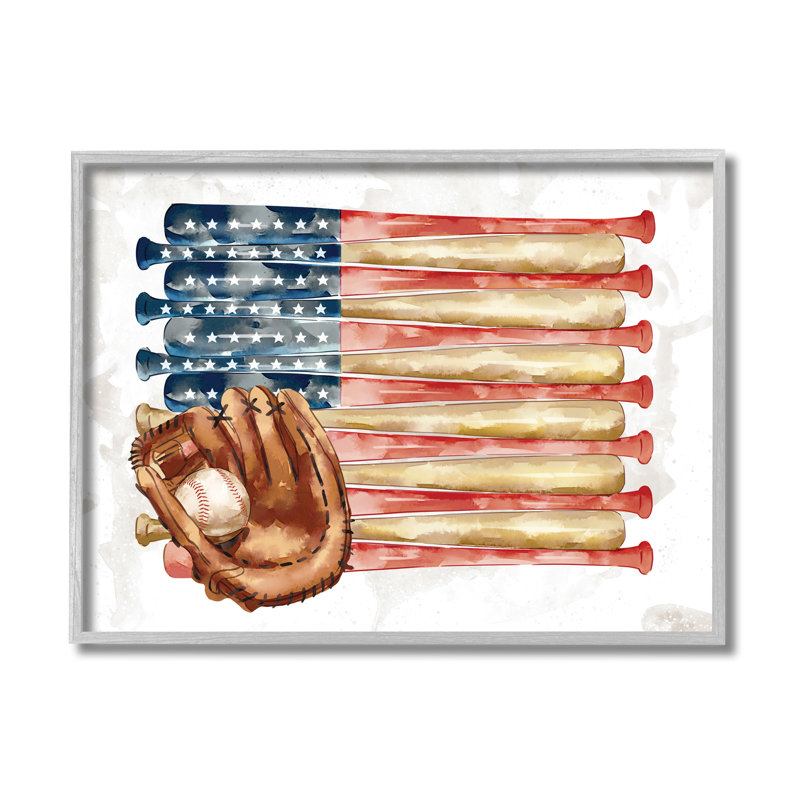 Drapeau américain de baseball pour enfants, Estampe numérique Farmhouse, H 16 po x l 20 po